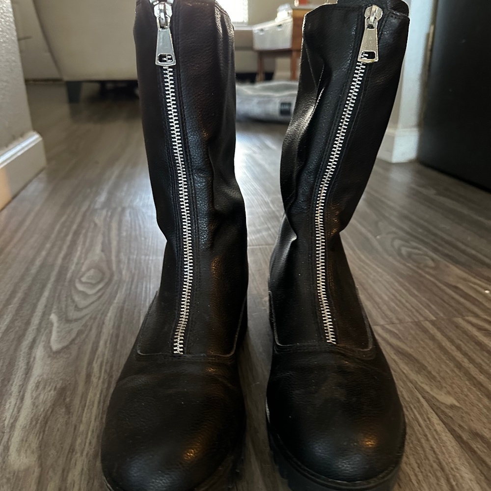 black mid calf boots